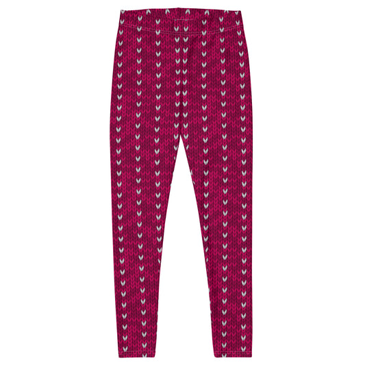 Faux Knitted Pink and White Leggings
