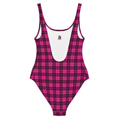 Pink Plaid One-Piece Swimsuit
