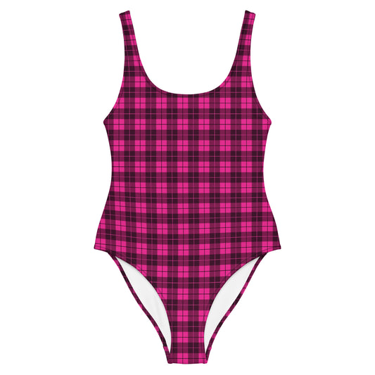 Pink Plaid One-Piece Swimsuit