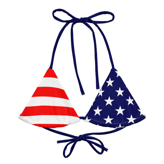American Flag String Bikini Top