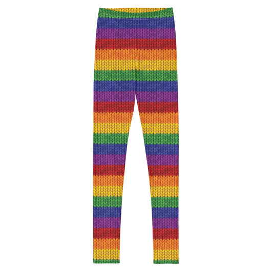 Faux Knitted Rainbow Youth Leggings