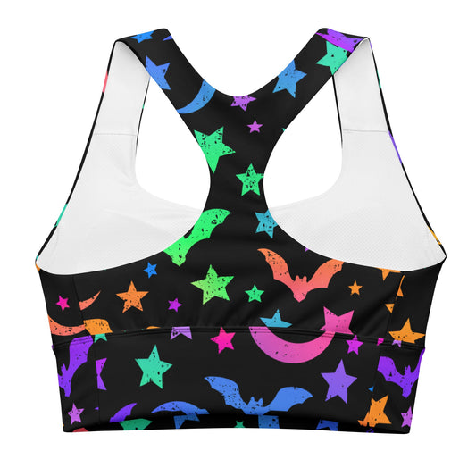 Bats Moons & Stars Longline Sports Bra - Graphic Punks