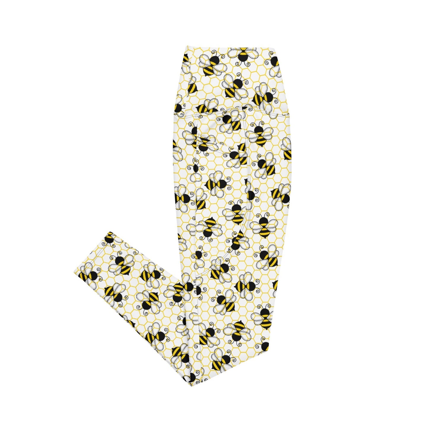 Bee Hive High - Waisted Workout Leggings with Pockets - Graphic Punks