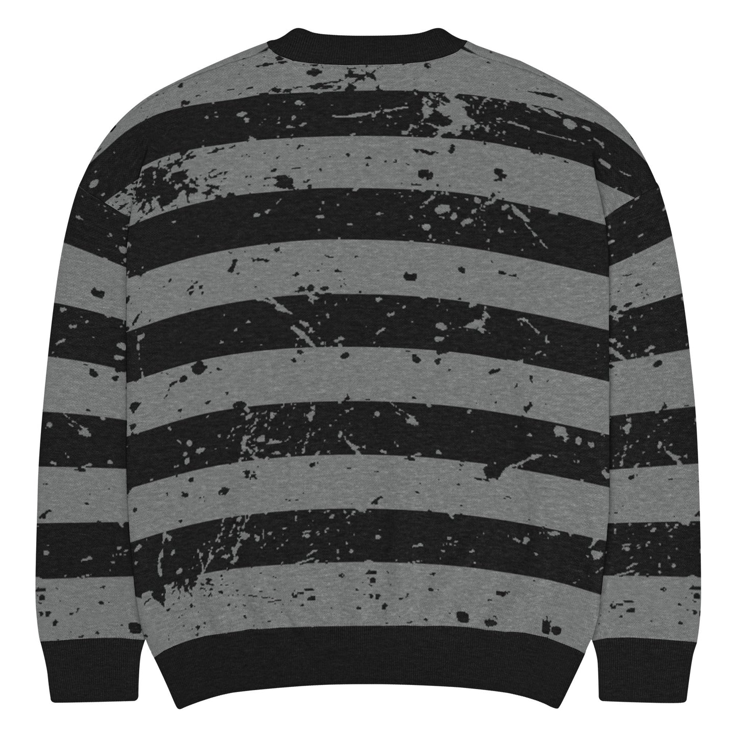 Black & Grey Relaxed Fit Knitted Crew Neck Sweater - Graphic Punks