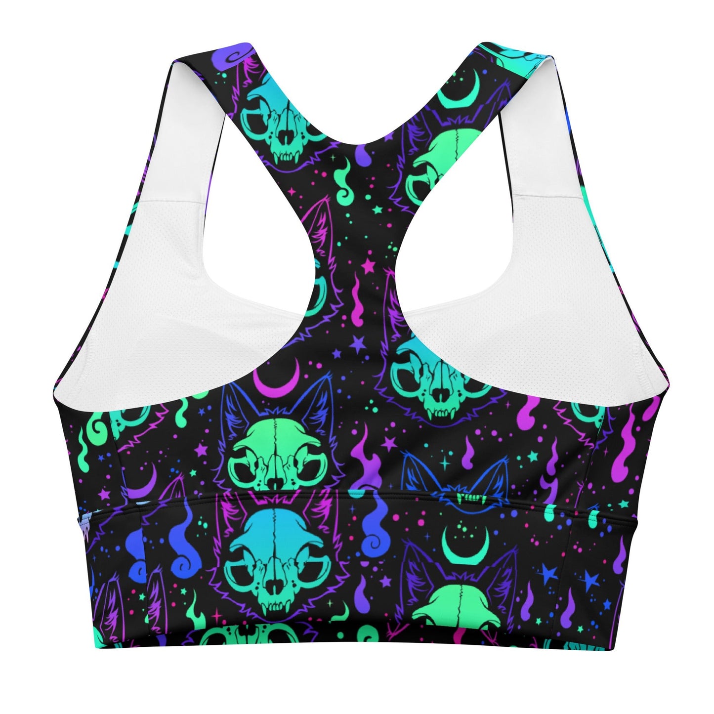 Cat Skull Longline Sports Bra - Graphic Punks
