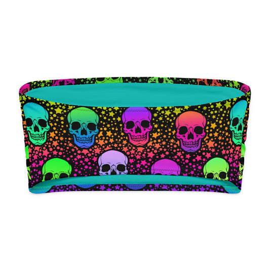 Colorful Skull Bandeau Bikini Top - Graphic Punks