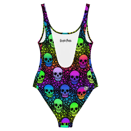 Colorful Skull One - Piece Swimsuit - Graphic Punks