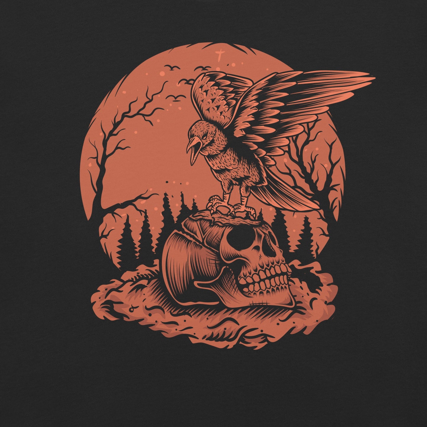 Crow with Skull Garment - Dyed Heavyweight T-Shirt - Graphic Punks