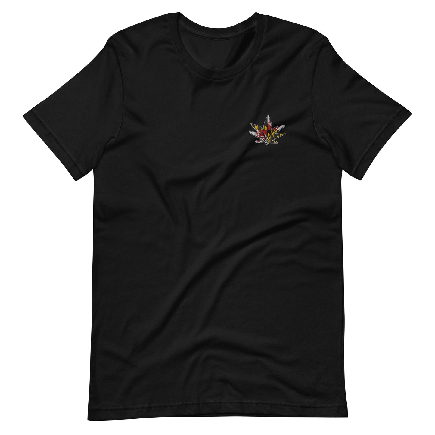Embroidered Maryland Flag Marijuana Leaf Tee - Graphic Punks