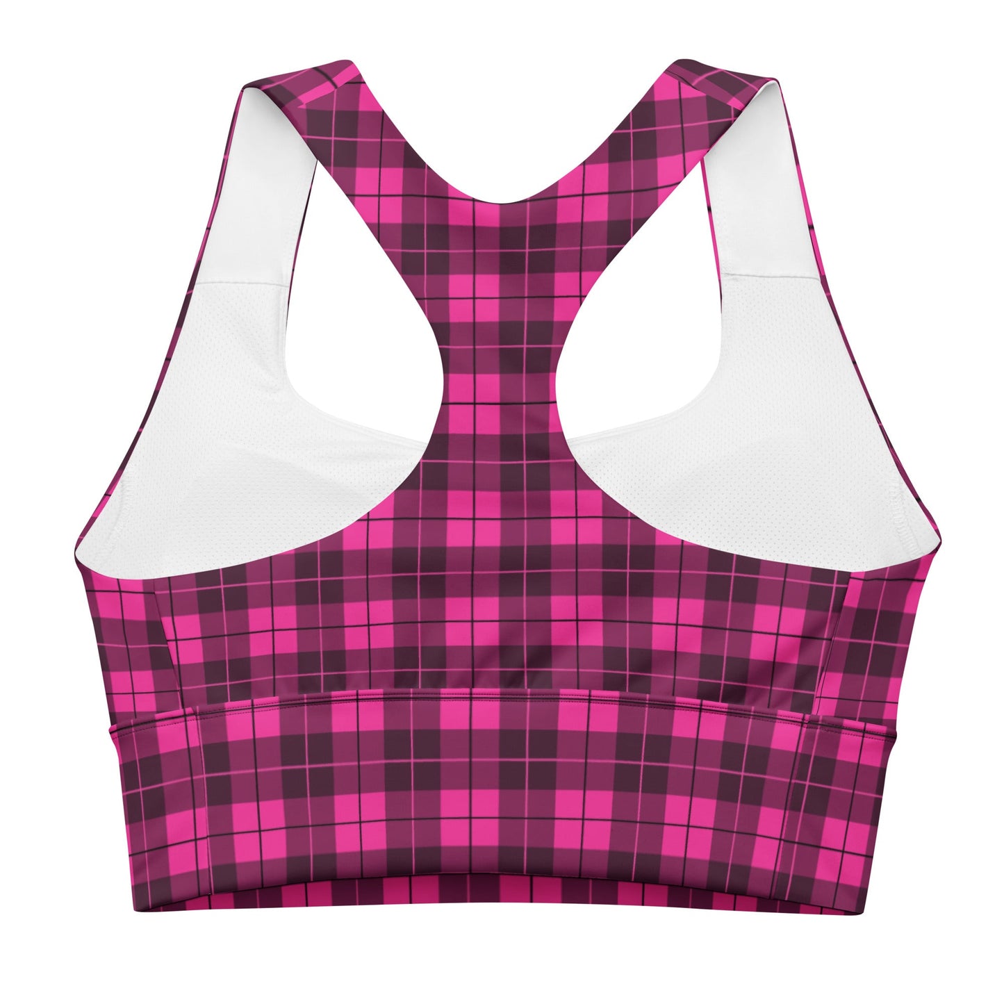 Emo Pink Plaid Longline Sports Bra - Graphic Punks
