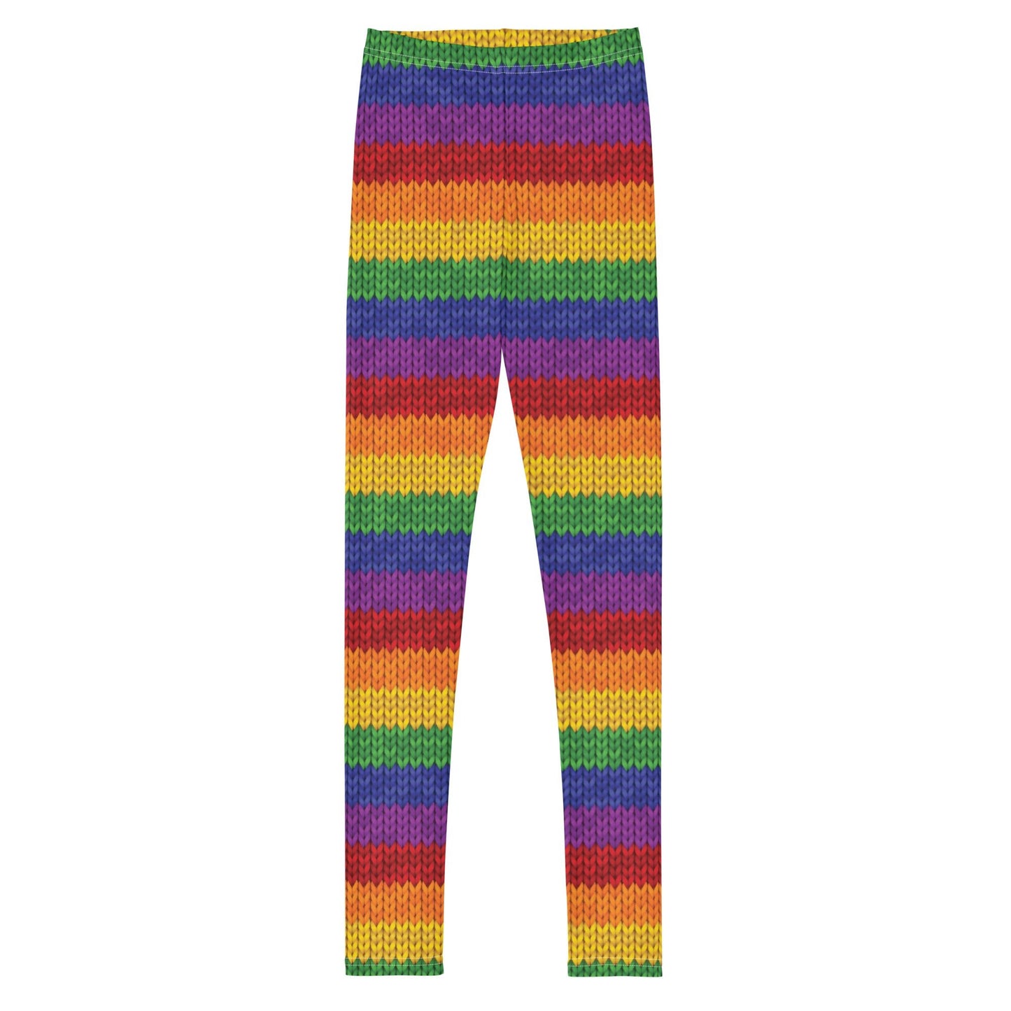 Faux Knitted Rainbow Youth Leggings - Graphic Punks