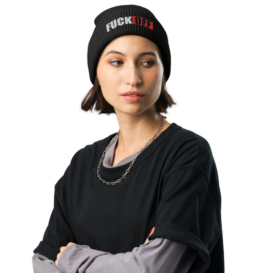 F*ck Off Embroidered Waffle Beanie - Graphic Punks
