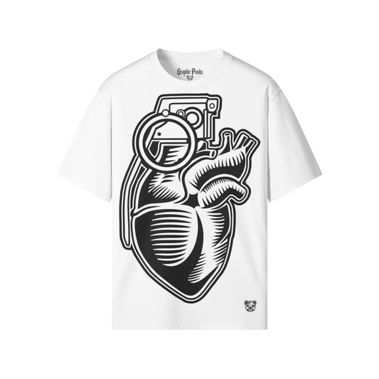 Heart Grenade Crew Neck Tee - Graphic Punks