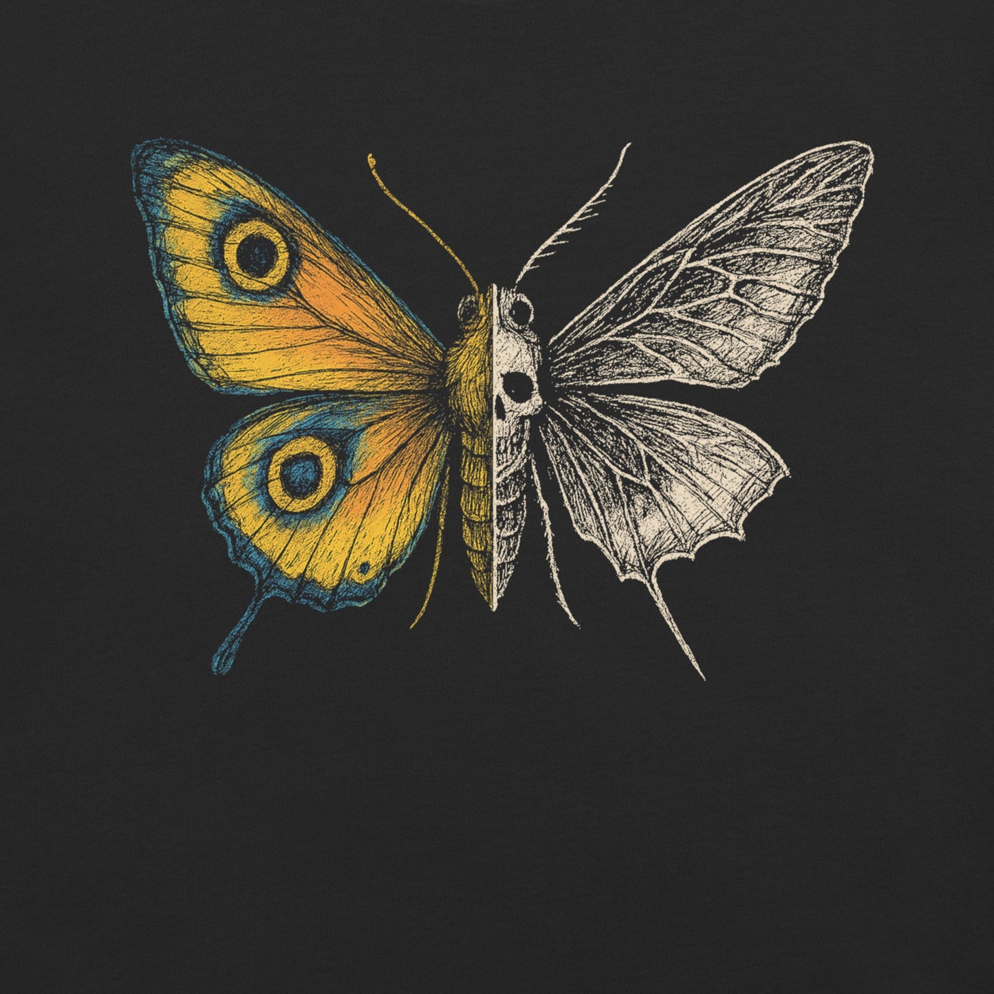 Life & Death Moth Garment - Dyed Heavyweight T-shirt - Graphic Punks