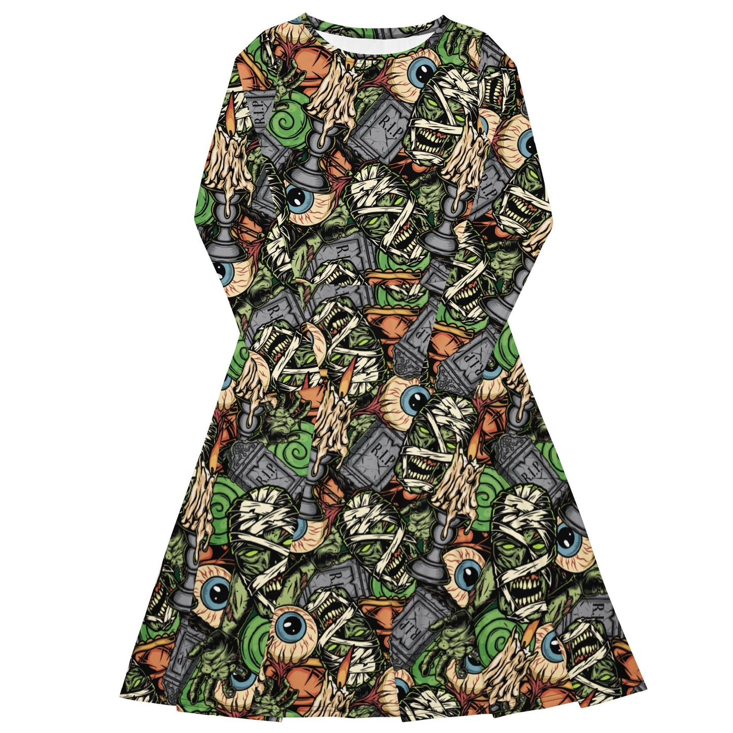 Monster Long Sleeve Midi Dress - Graphic Punks