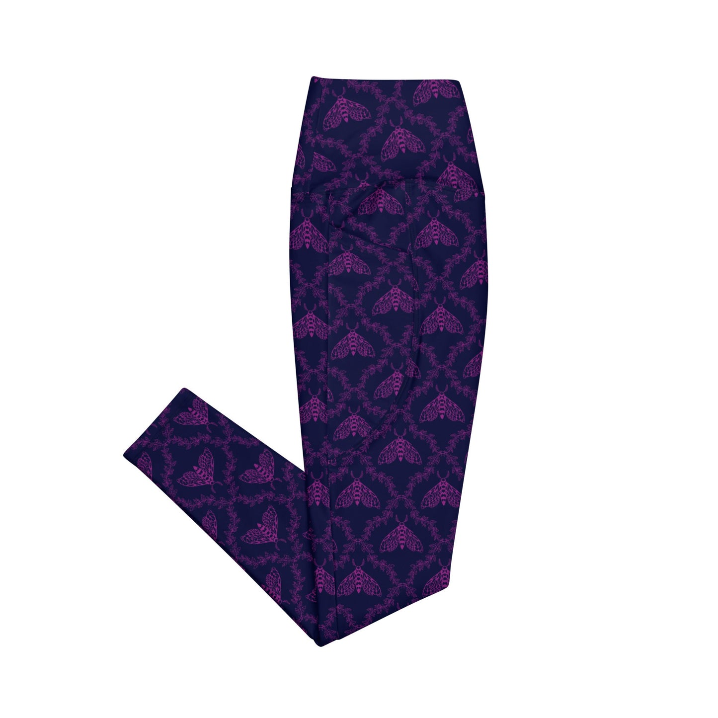 Moth High - Waisted Workout Leggings with Pockets - Graphic Punks