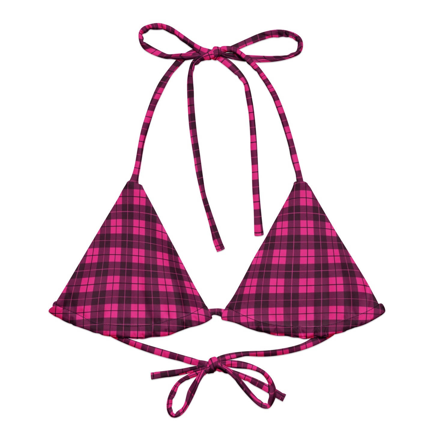 Pink Plaid String Bikini Top - Graphic Punks