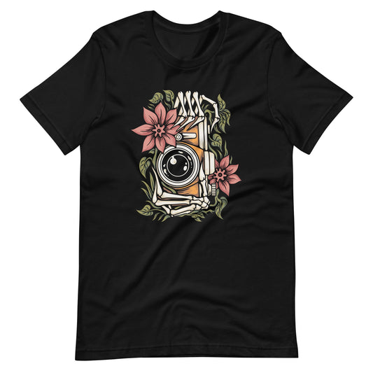 Skeleton Hand With Camera Unisex t - shirt - Graphic Punks