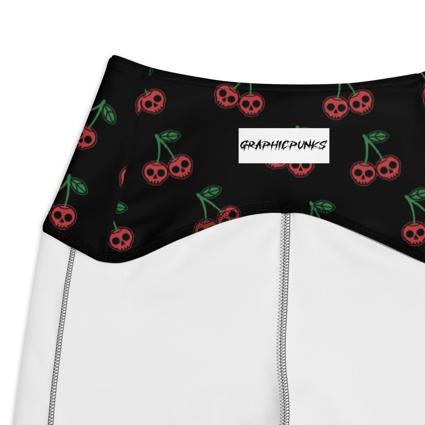 Skull Cherries High - Waisted Workout Leggings with Pockets - Graphic Punks