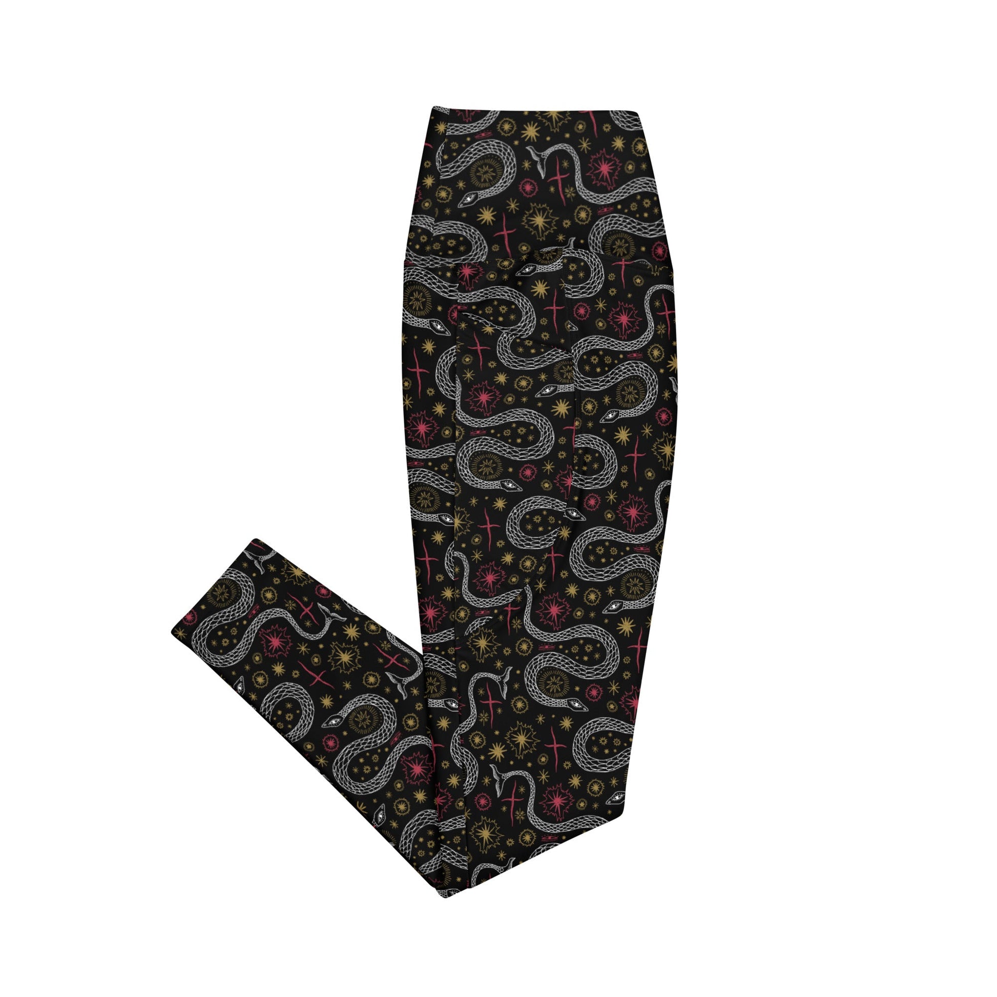 Snakes High - Waisted Workout Leggings with Pockets - Graphic Punks
