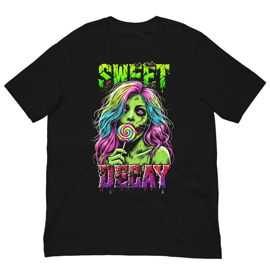 Sweet Decay: Lollipop Zombie Girl Unisex Tee - Graphic Punks