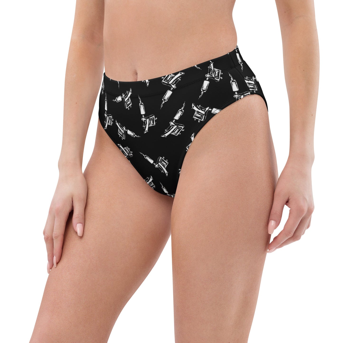 Tattoo Machine High - Waisted Bikini Bottom - Graphic Punks
