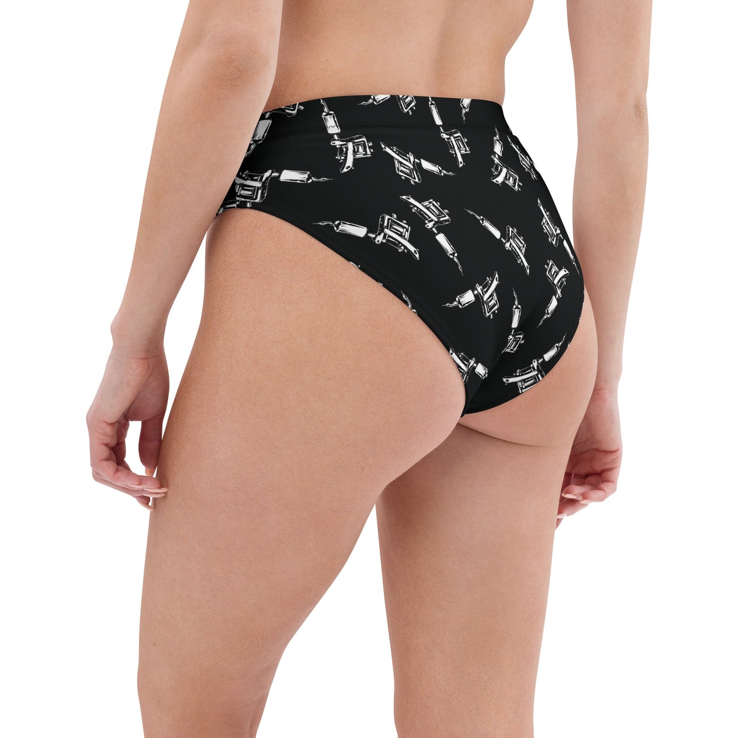 Tattoo Machine High - Waisted Bikini Bottom - Graphic Punks