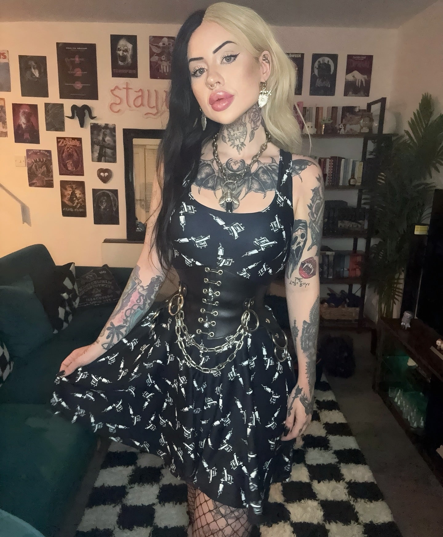 Tattoo Machine Skater Dress - Graphic Punks