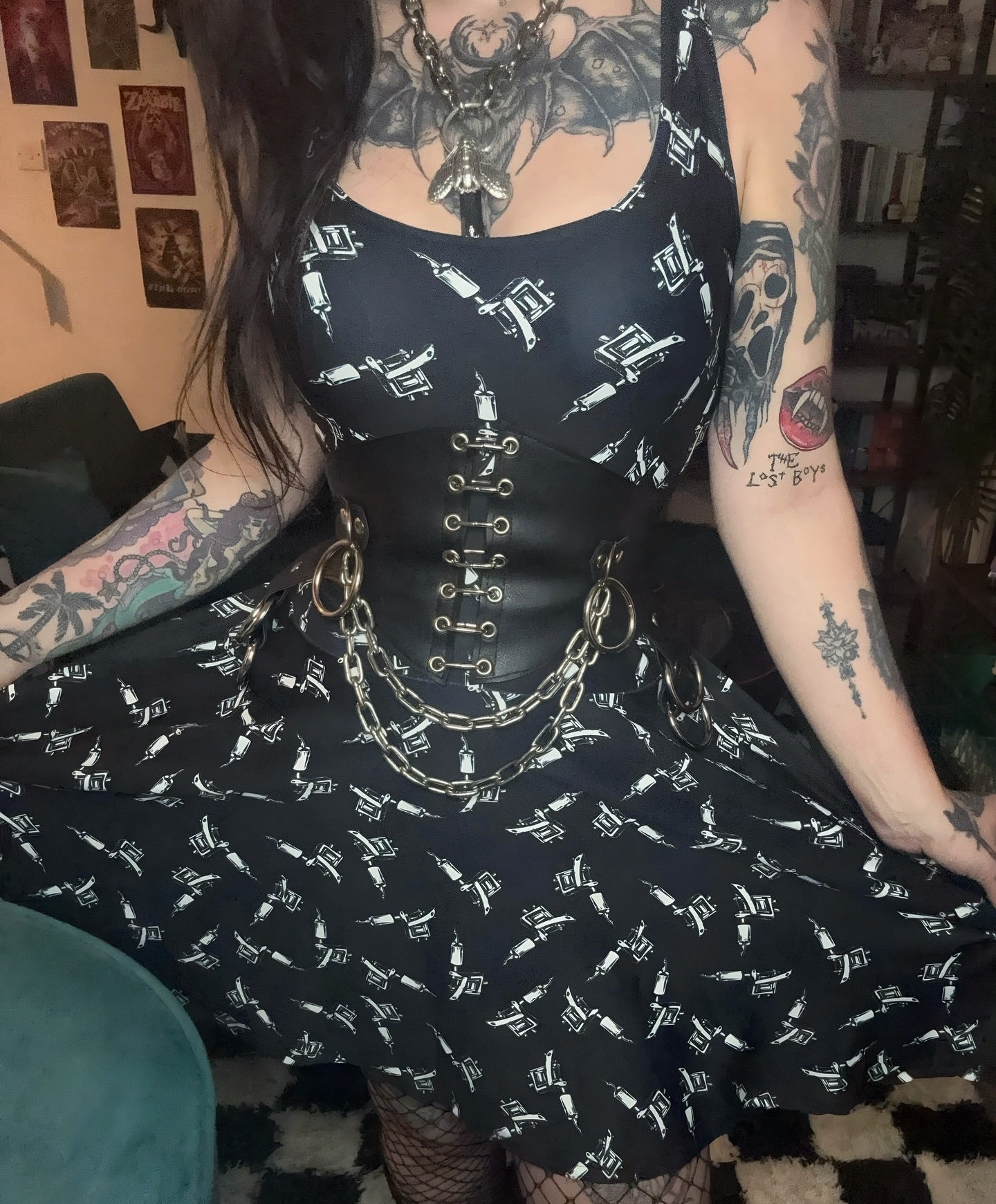 Tattoo Machine Skater Dress - Graphic Punks