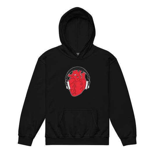 Heart with Headphone Youth Heavy Blend Hooded Pullover