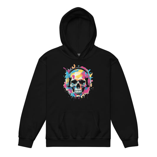 Skull With Headphones Youth Heavy Blend Hooded Pullover