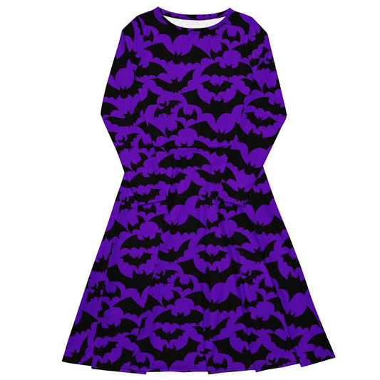 Bat Long Sleeve Midi Dress - Graphic Punks