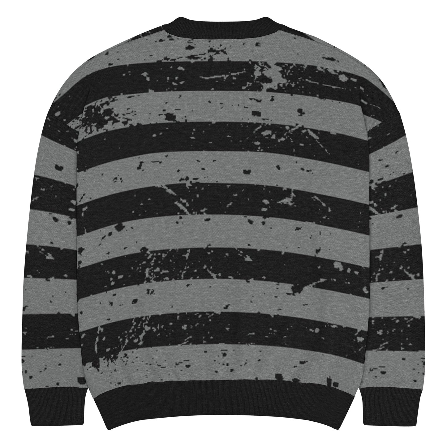 Black & Grey Relaxed Fit Knitted Crew Neck Sweater - Graphic Punks