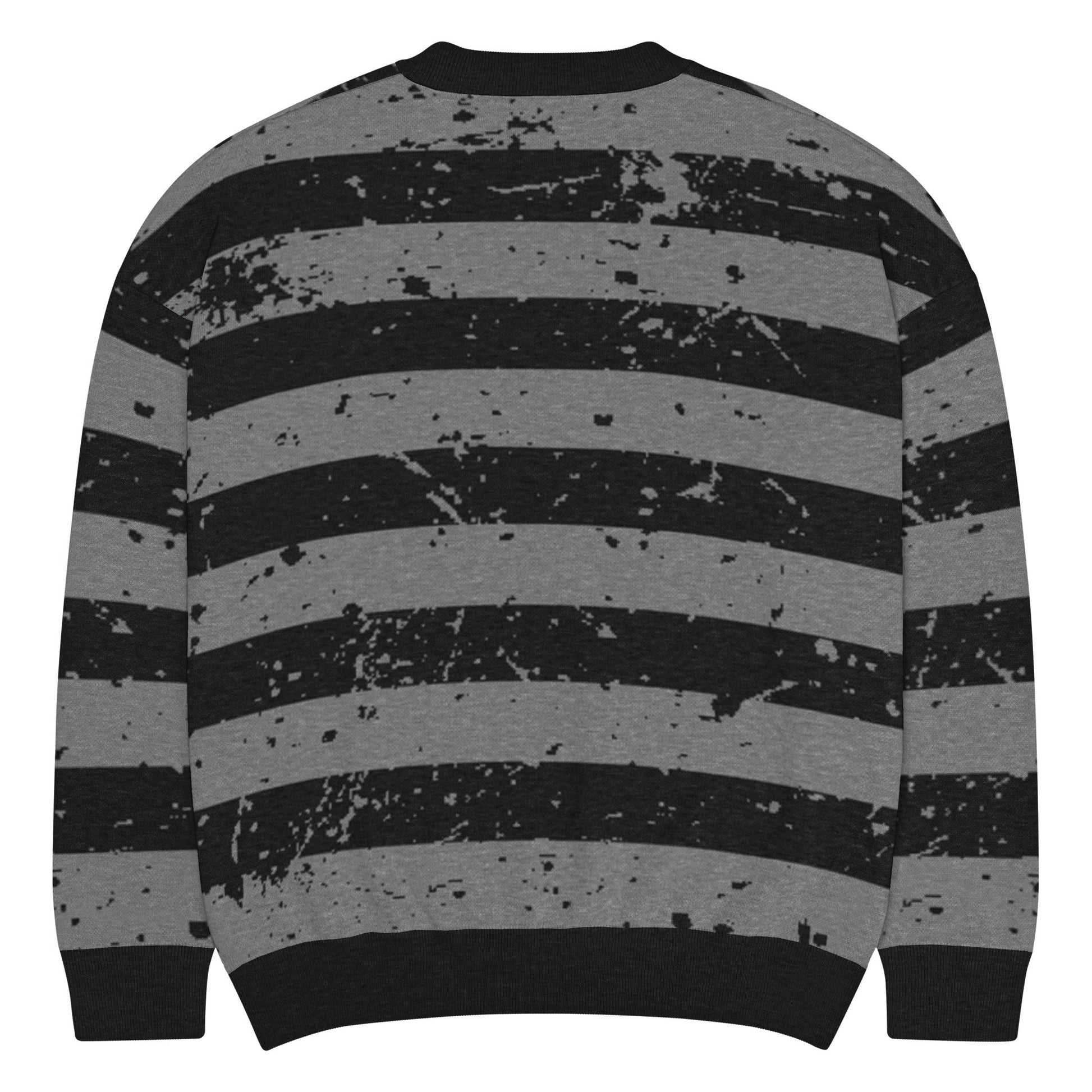 Black & Grey Relaxed Fit Knitted Crew Neck Sweater - Graphic Punks