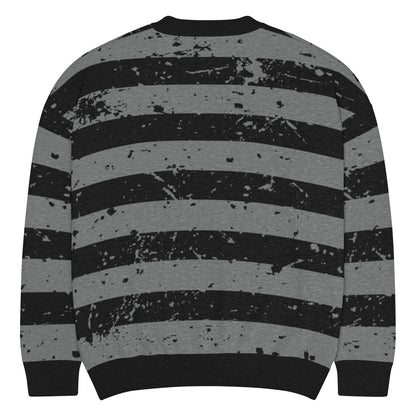 Black & Grey Relaxed Fit Knitted Crew Neck Sweater - Graphic Punks