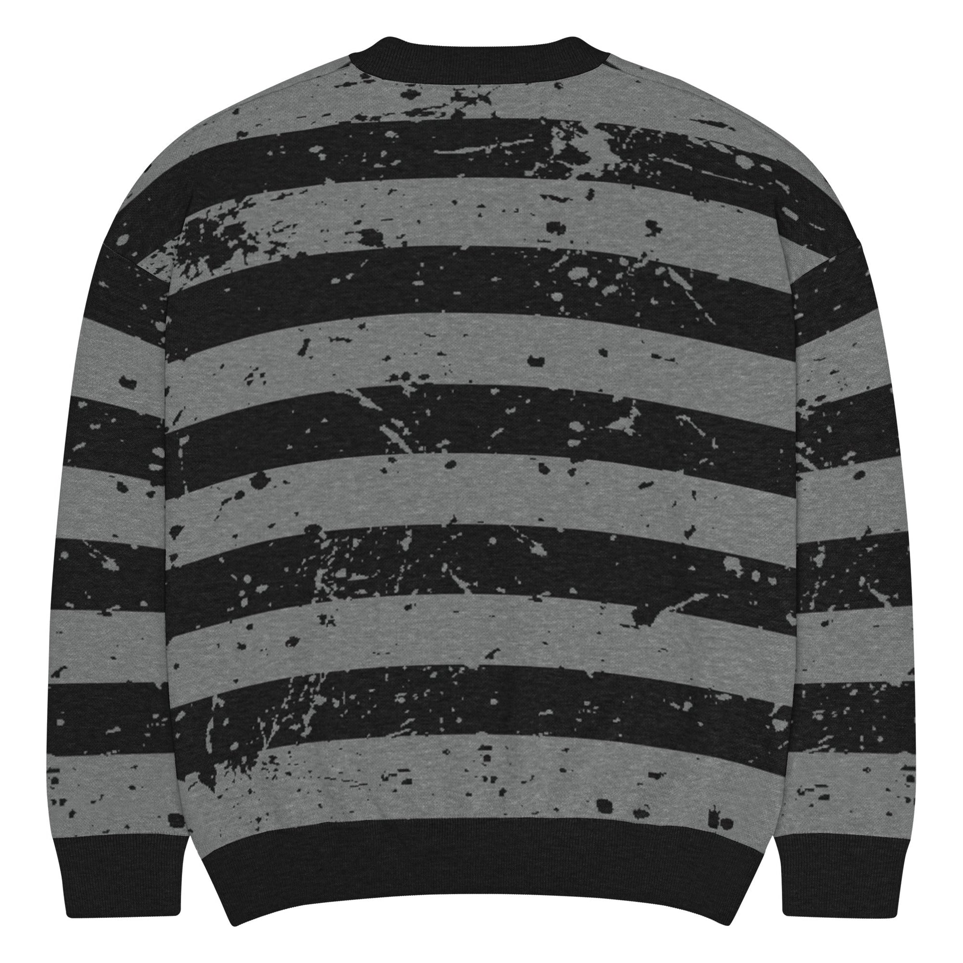 Black & Grey Relaxed Fit Knitted Crew Neck Sweater - Graphic Punks