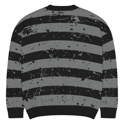 Black & Grey Relaxed Fit Knitted Crew Neck Sweater - Graphic Punks