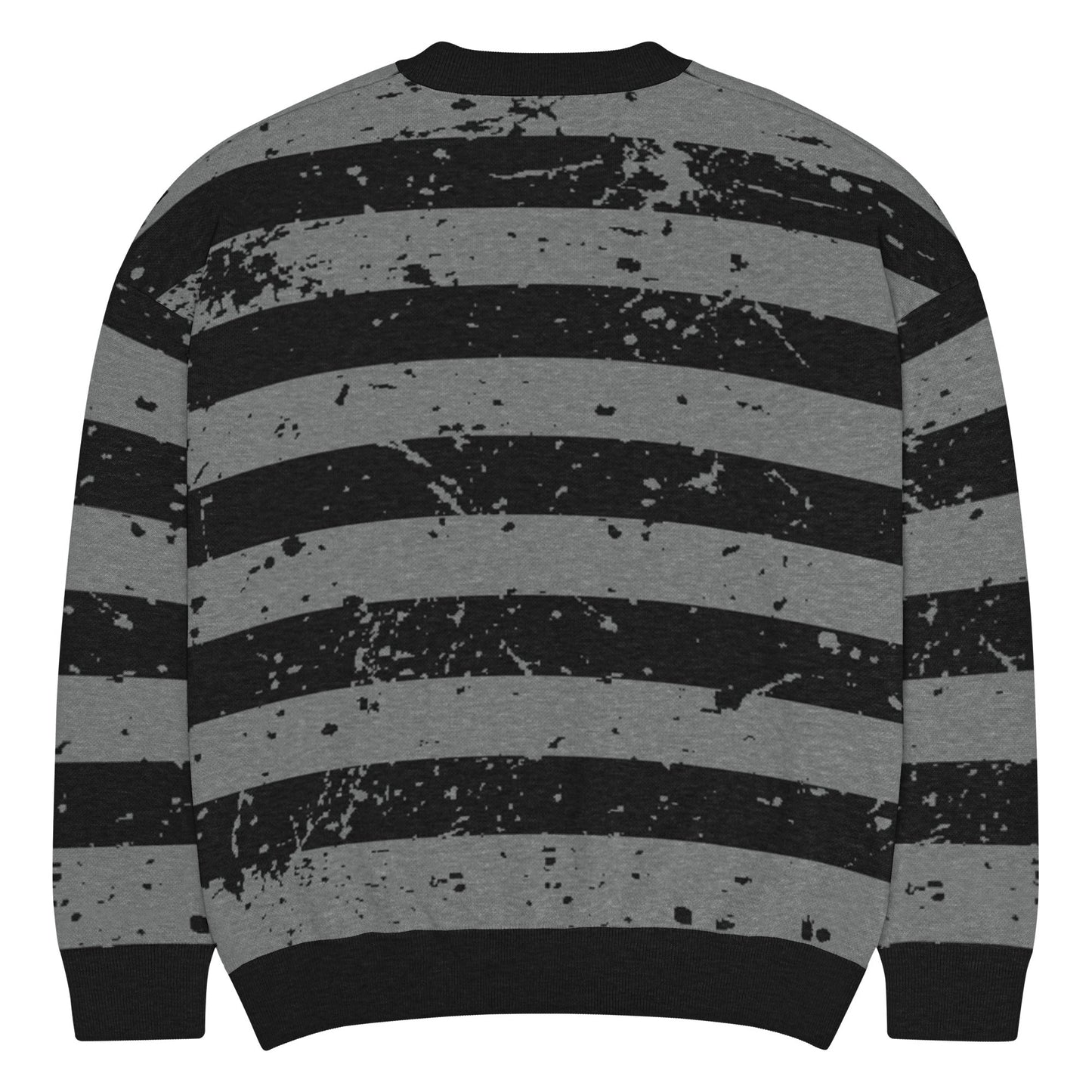 Black & Grey Relaxed Fit Knitted Crew Neck Sweater - Graphic Punks