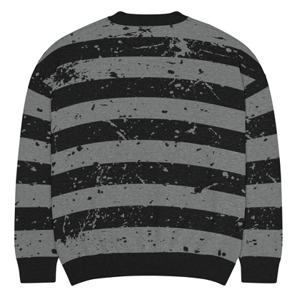 Black & Grey Relaxed Fit Knitted Crew Neck Sweater - Graphic Punks