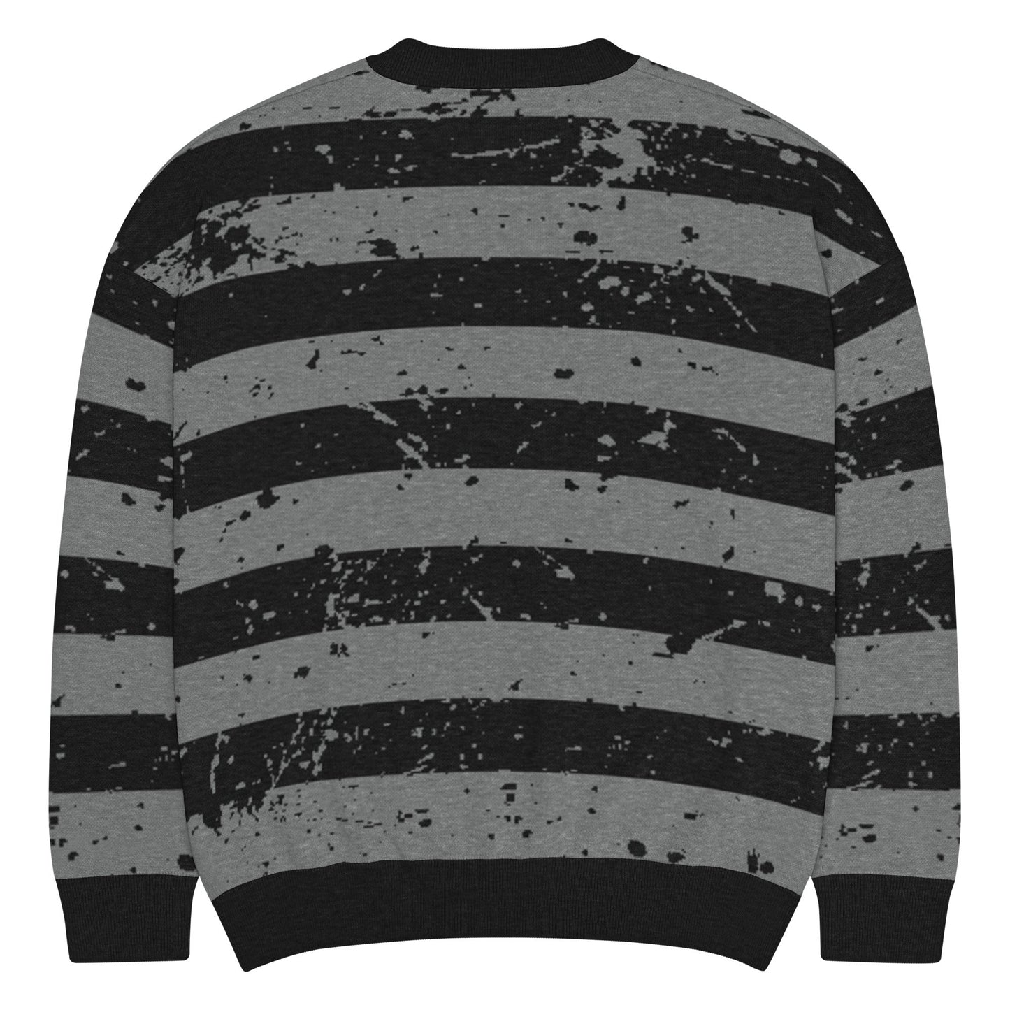 Black & Grey Relaxed Fit Knitted Crew Neck Sweater - Graphic Punks