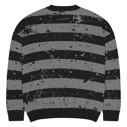 Black & Grey Relaxed Fit Knitted Crew Neck Sweater - Graphic Punks