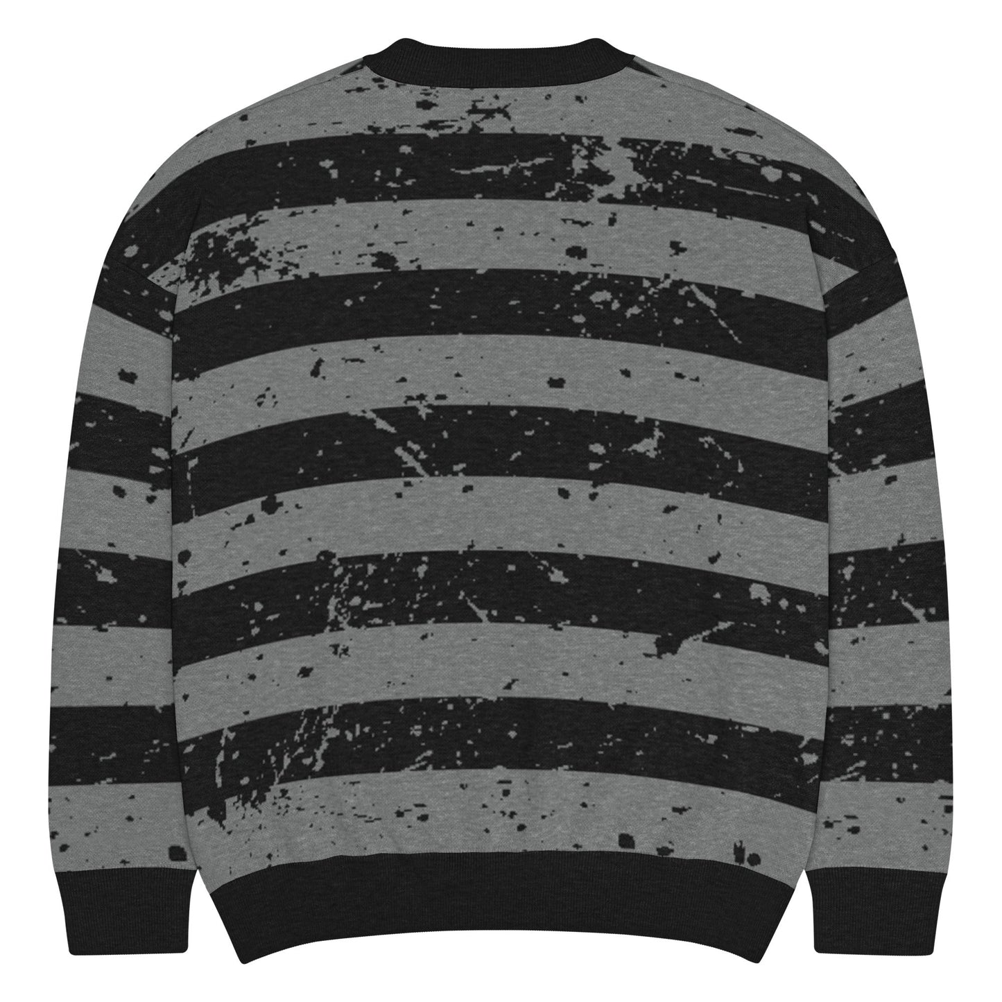 Black & Grey Relaxed Fit Knitted Crew Neck Sweater - Graphic Punks