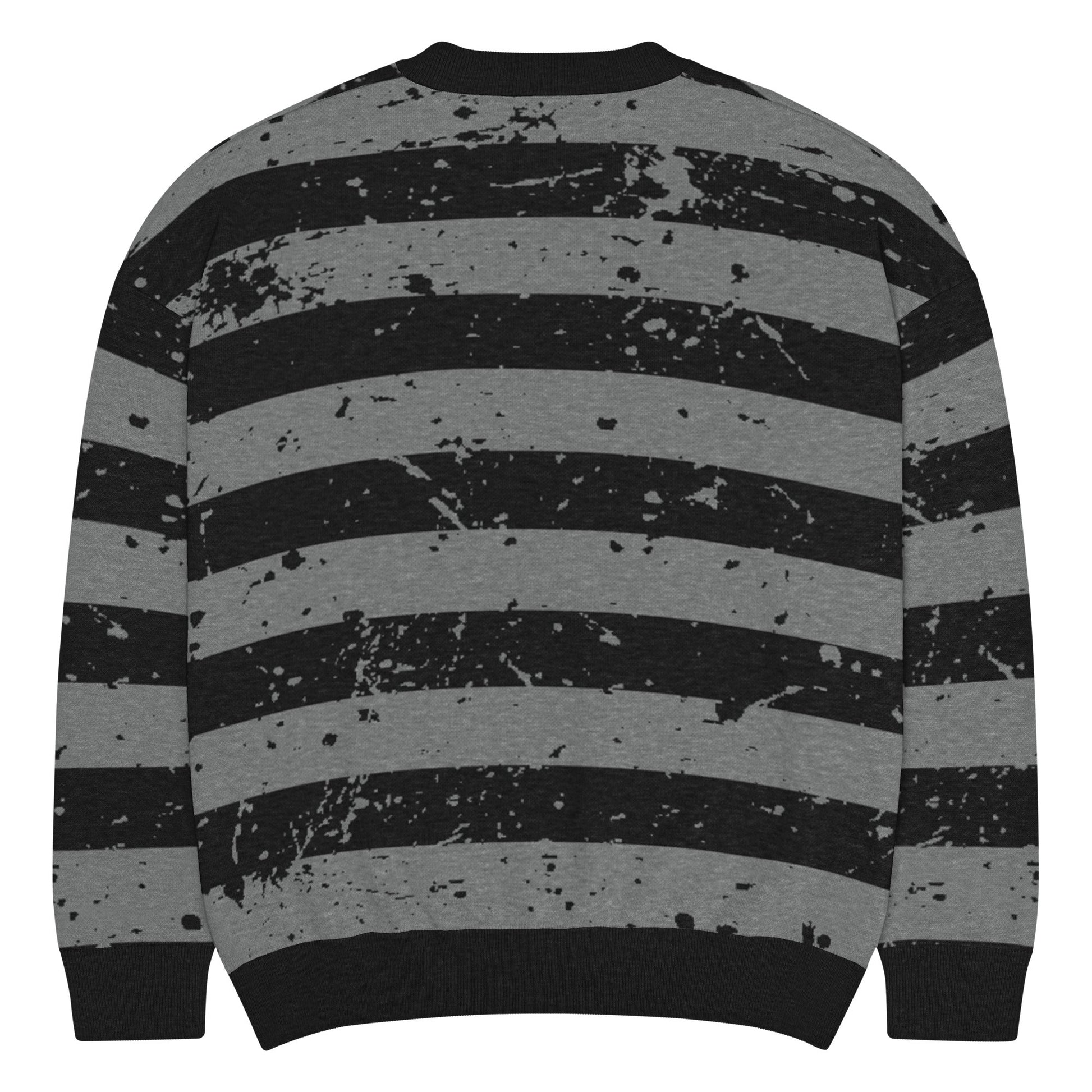 Black & Grey Relaxed Fit Knitted Crew Neck Sweater - Graphic Punks
