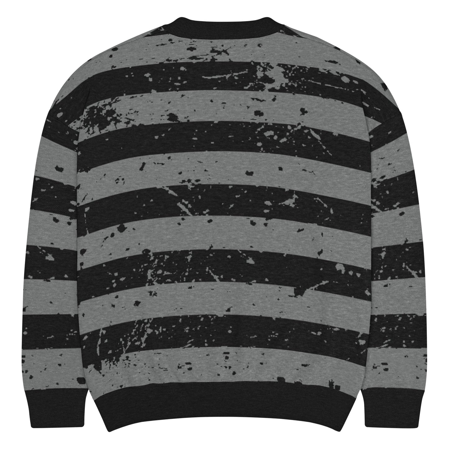 Black & Grey Relaxed Fit Knitted Crew Neck Sweater - Graphic Punks