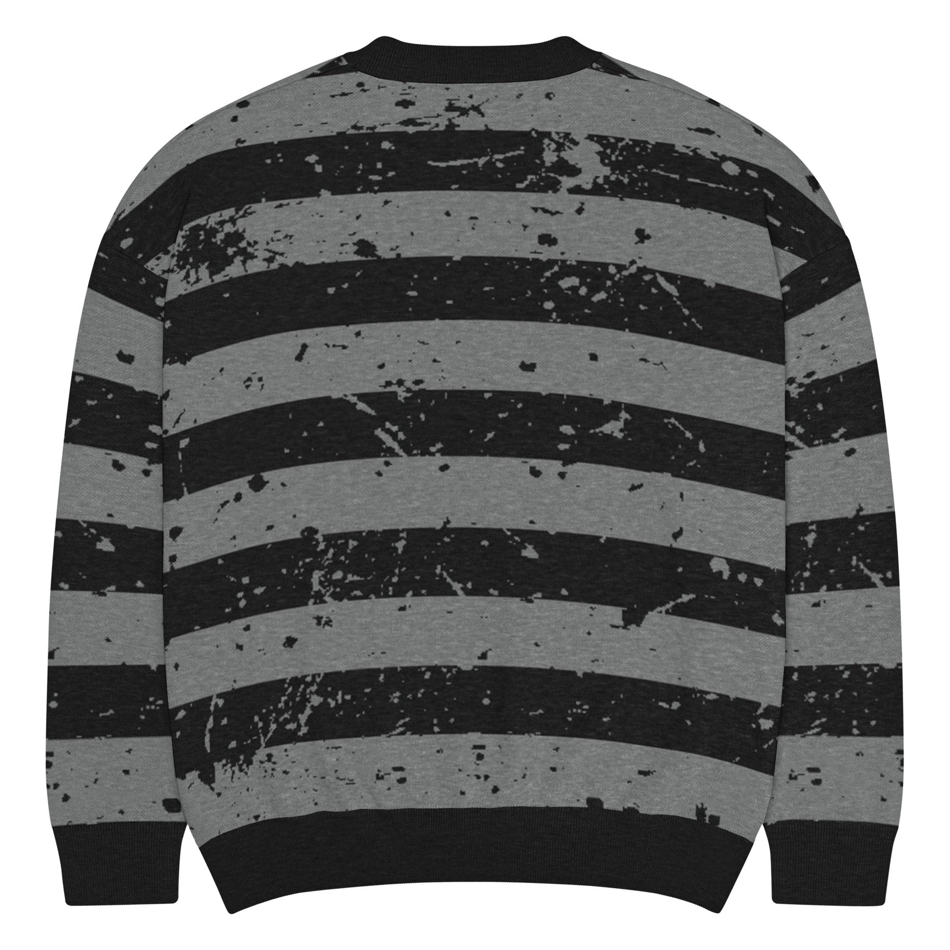 Black & Grey Relaxed Fit Knitted Crew Neck Sweater - Graphic Punks