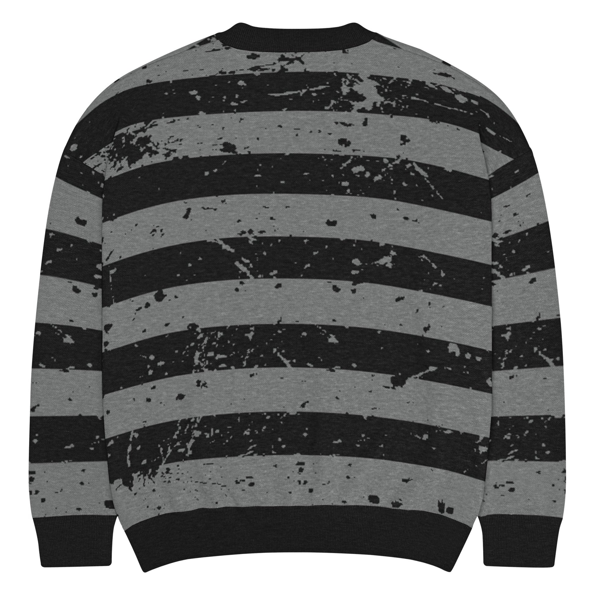 Black & Grey Relaxed Fit Knitted Crew Neck Sweater - Graphic Punks