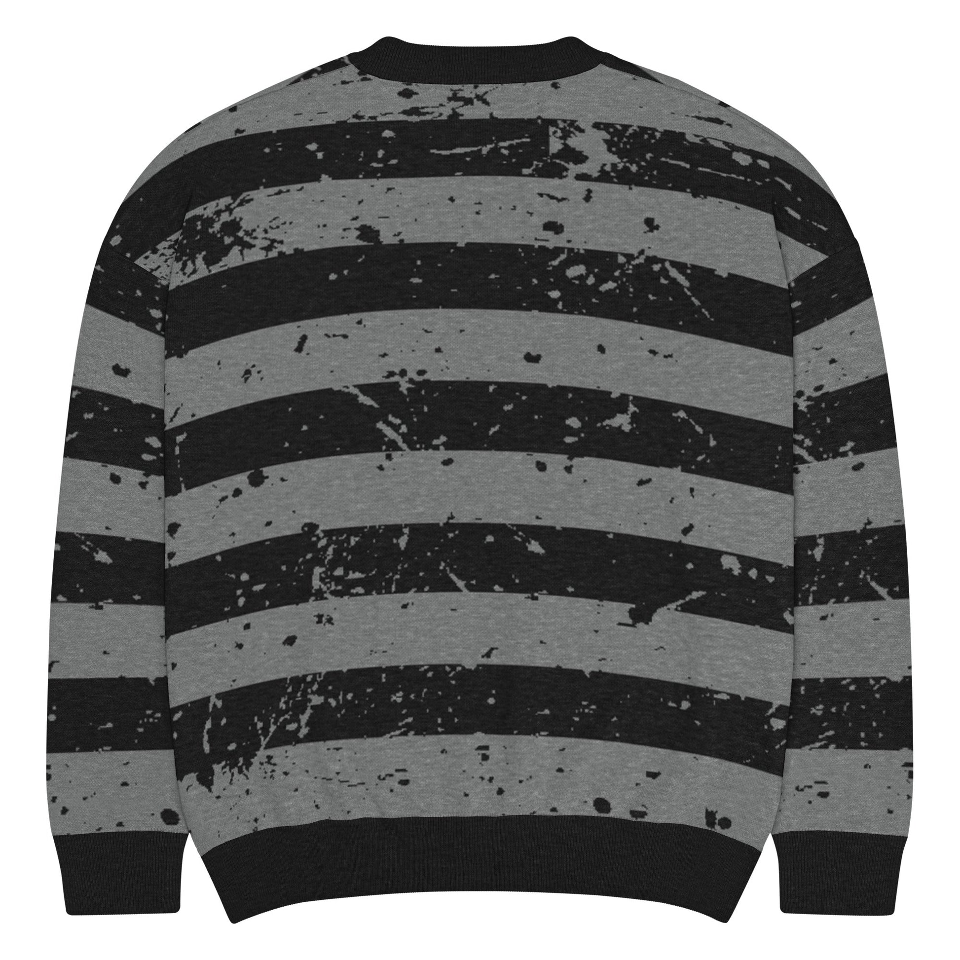 Black & Grey Relaxed Fit Knitted Crew Neck Sweater - Graphic Punks