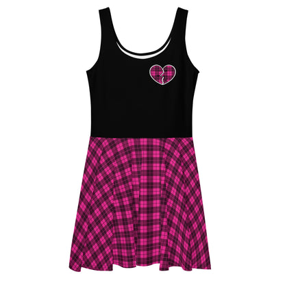 Broken Heart Plaid Skater Dress - Graphic Punks