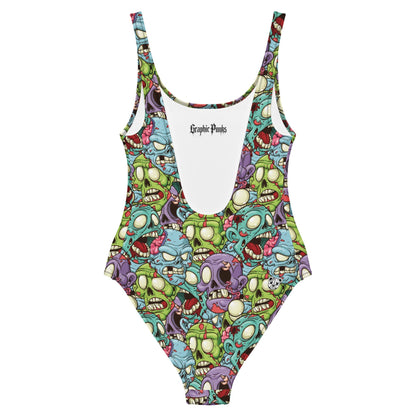 Cartoon Zombie One - Piece Swimsuit - Graphic Punks