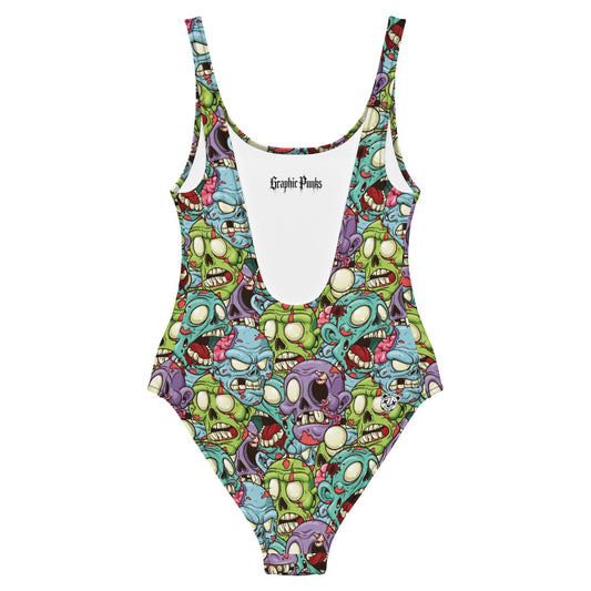 Cartoon Zombie One - Piece Swimsuit - Graphic Punks